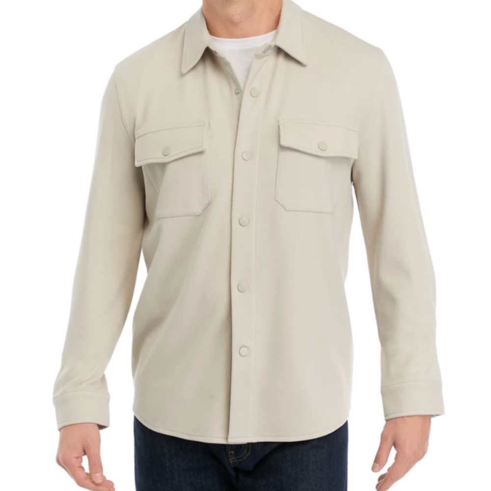 Men's Long Sleeve Collared Snap Shirt Jacket